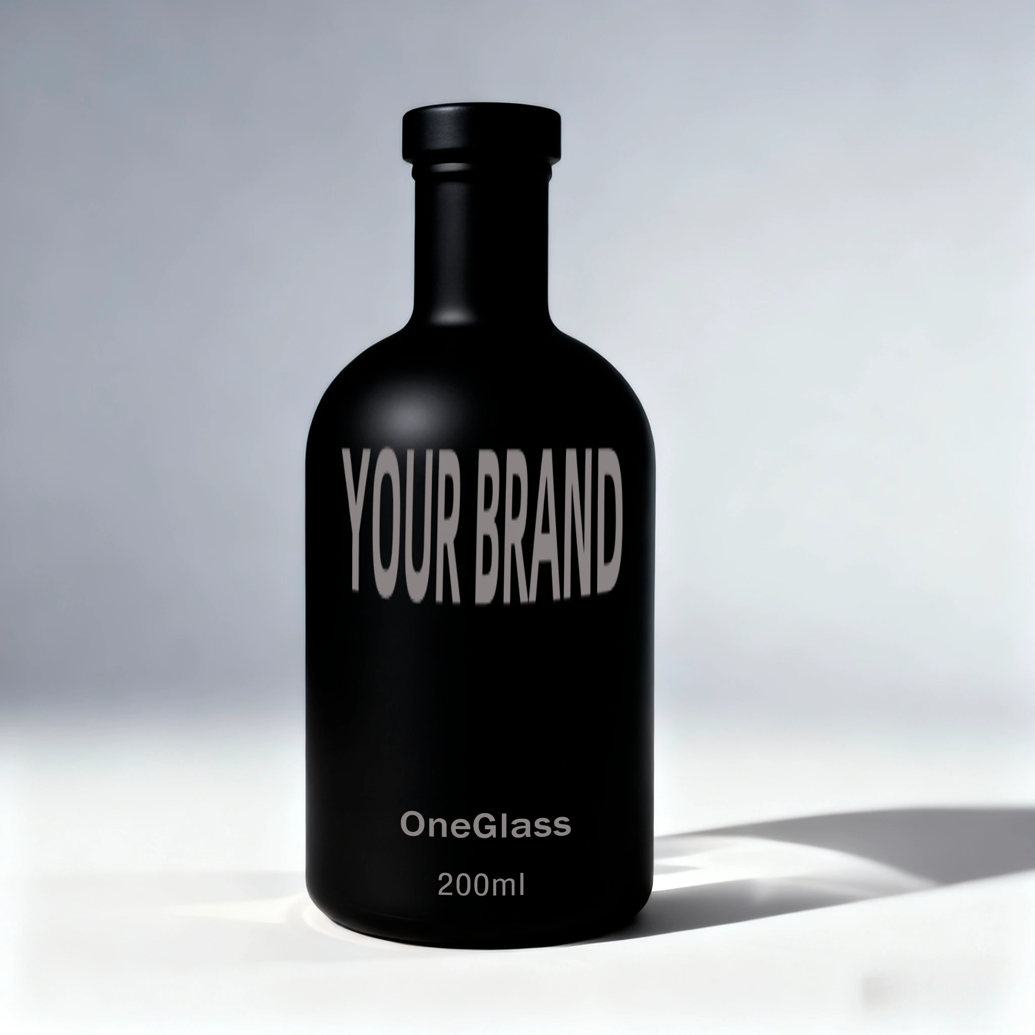 Matt Black Mini Glass Bottle With Printing Logo | GlassSpiritBottles.com 