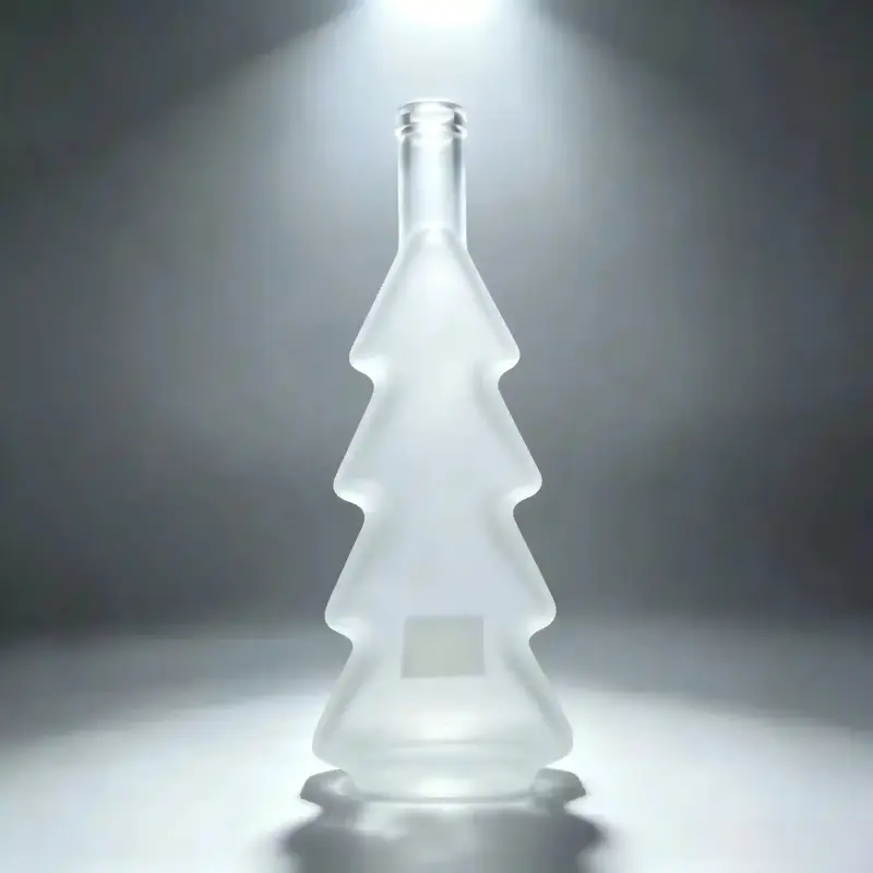 500ML CHRISTMAS TREE GLASS BOTTLE 1