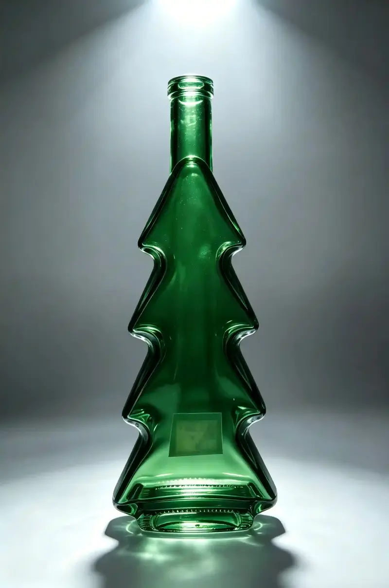 500ML CHRISTMAS TREE GLASS BOTTLE
