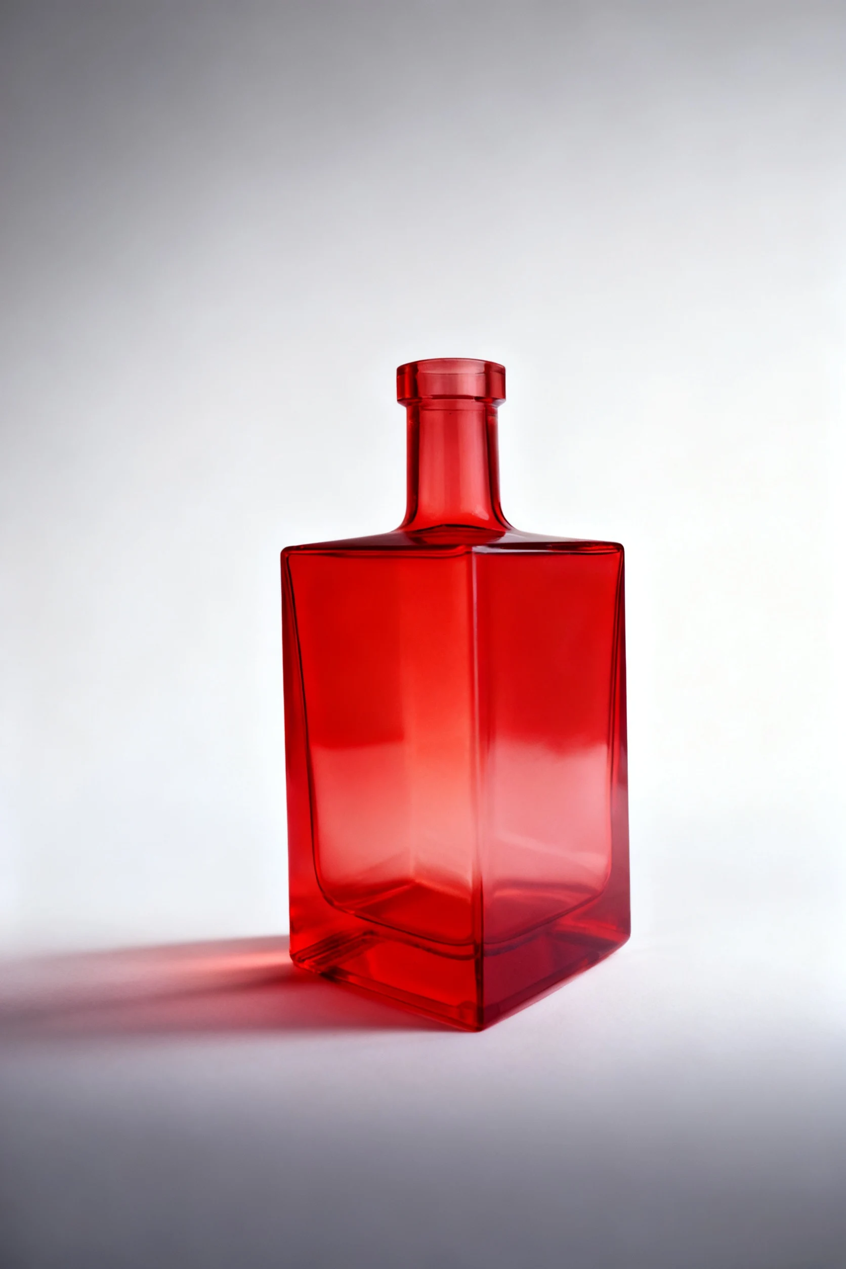 Red Square Glass Spirit Bottle 500ml